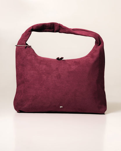 [ON HAND] Large Hobo Bag in Suede Burgundy