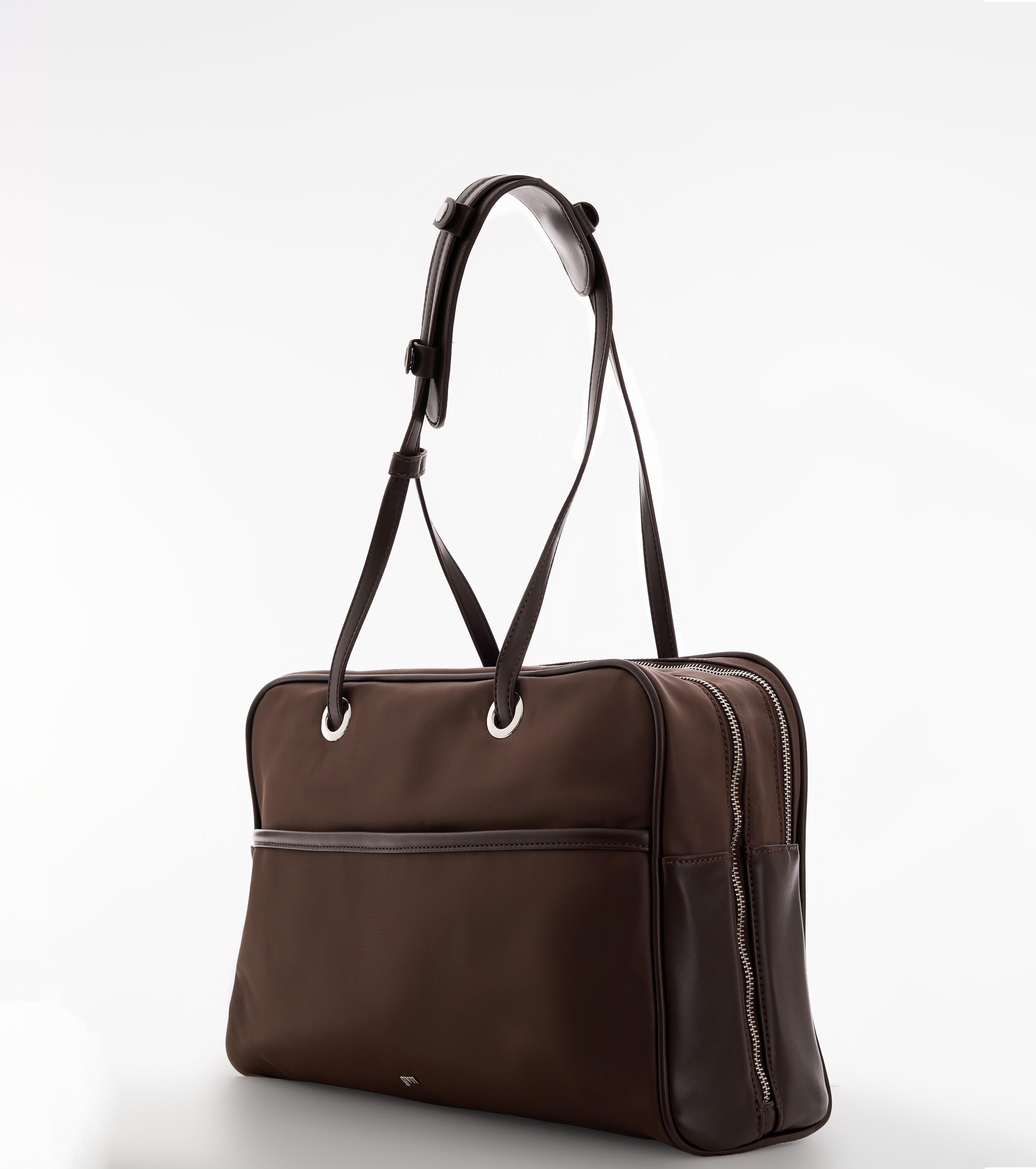 Large Nylon Bowler Bag in Espresso