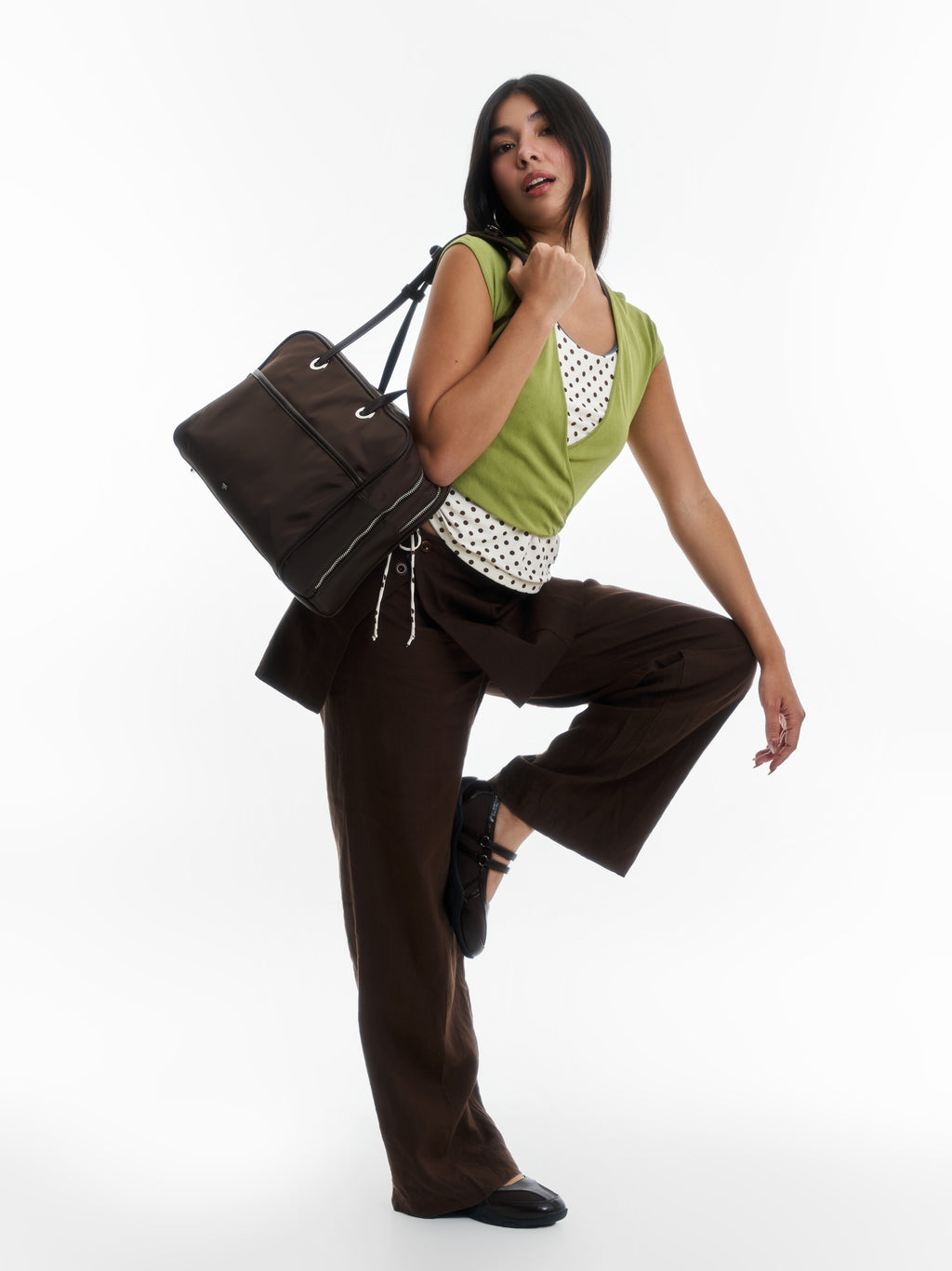 Large Nylon Bowler Bag in Espresso