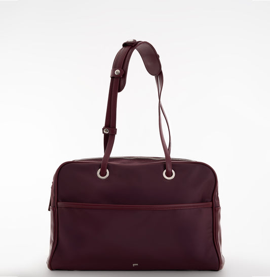 [ON HAND] Large Nylon Bowler Bag in Oxblood