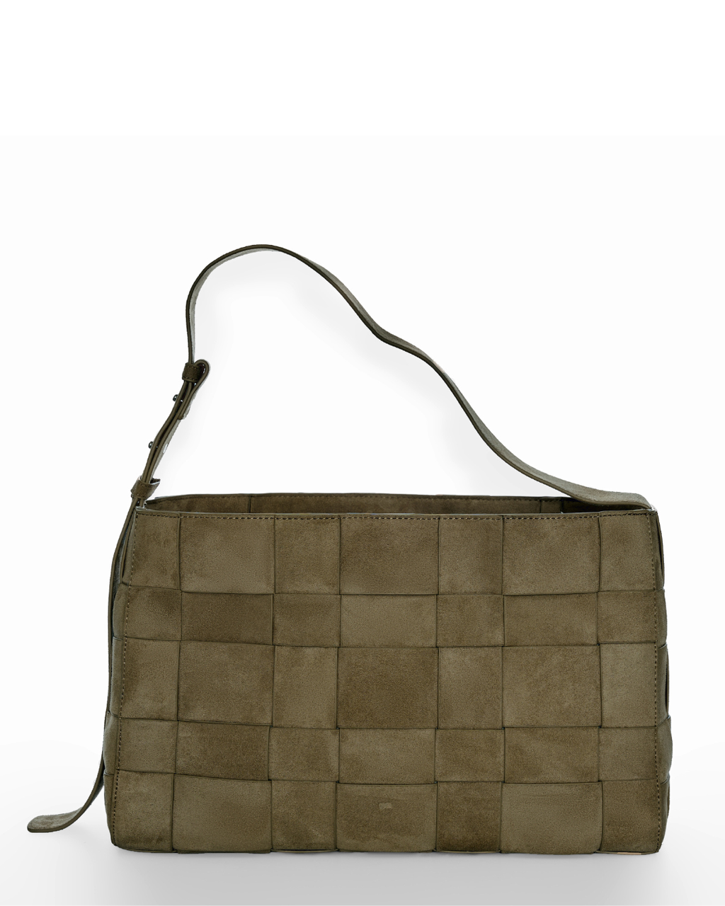 Large Woven Frame Bag in Suede Moss