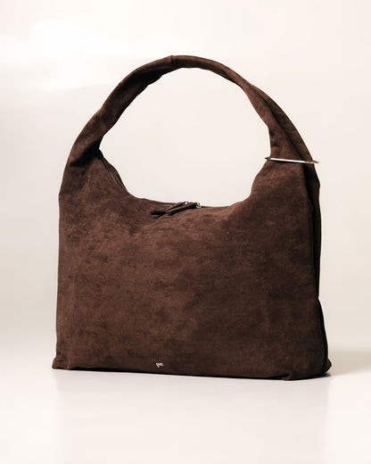 [ON HAND] Large Hobo Bag in Suede Cocoa