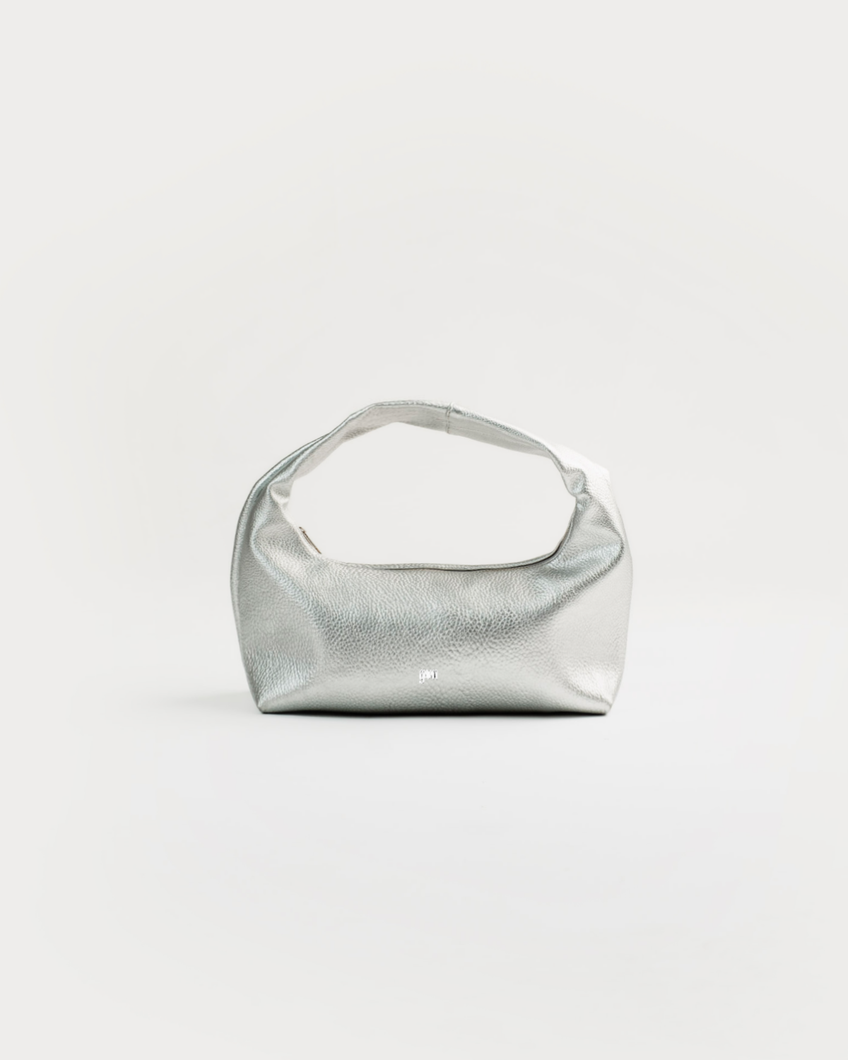 Mini Hobo Bag in Silver (Heavy Pebbled)