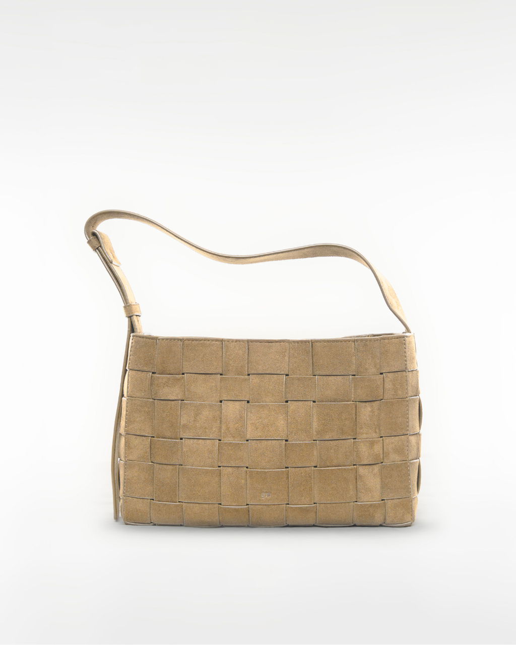Medium Woven Frame Bag in Suede Sand