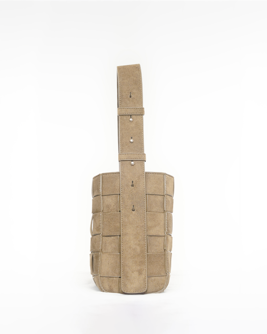 Medium Woven Frame Bag in Suede Sand