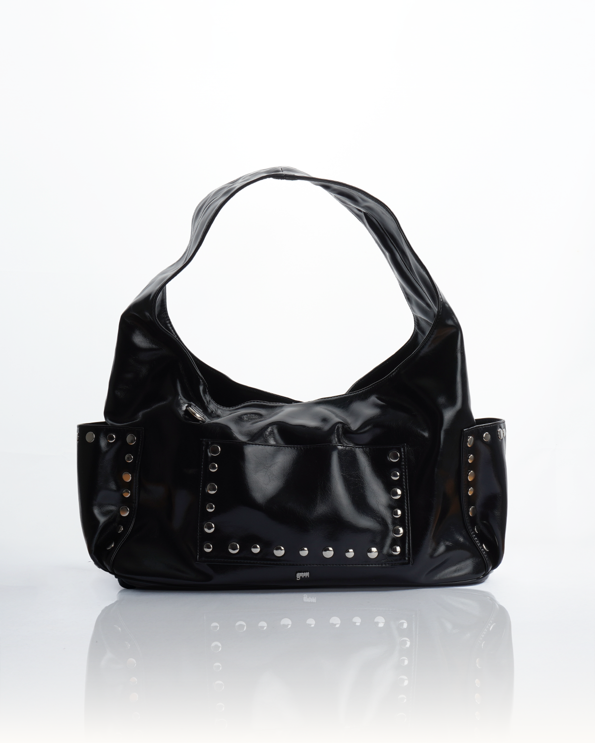 [PRE-ORDER] Limited Edition: Medium Studded Hobo Bag in Washed Oil Charcoal