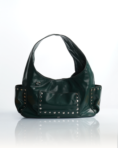 [ON HAND] Limited Edition: Medium Studded Hobo Bag in Washed Oil Pine