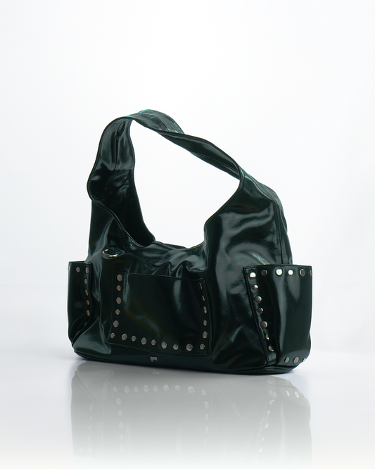 [ON HAND] Limited Edition: Medium Studded Hobo Bag in Washed Oil Pine
