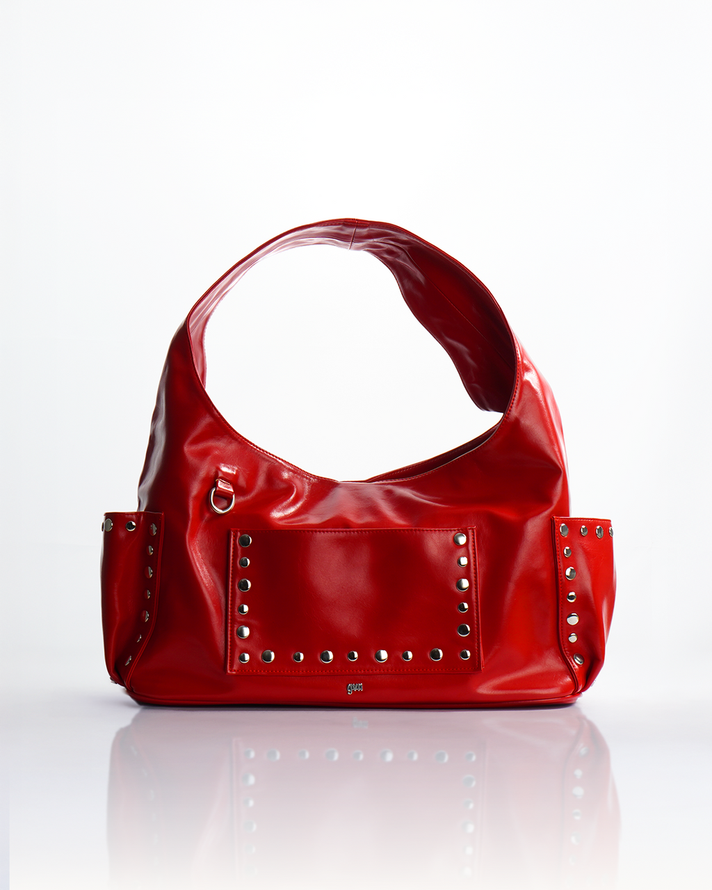 Limited Edition: Medium Studded Hobo Bag in Washed Oil Chili