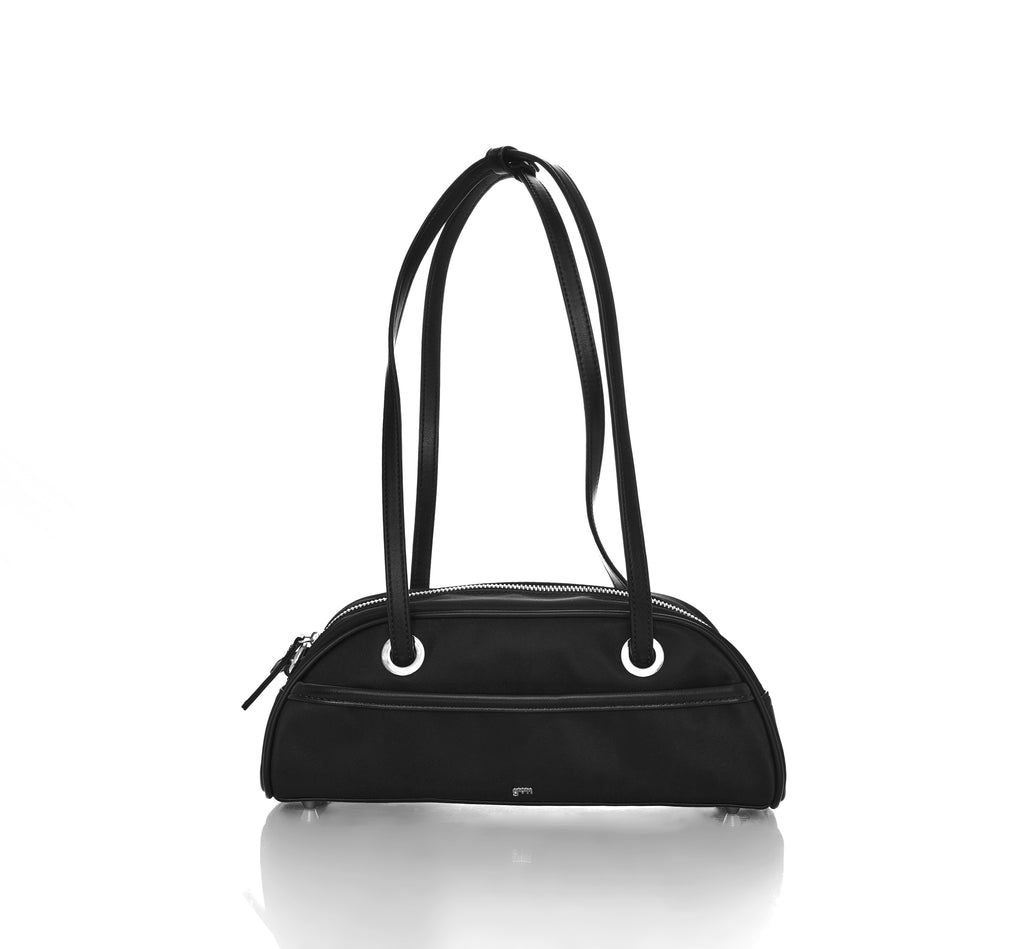 Small Nylon Bowler Bag in Charcoal