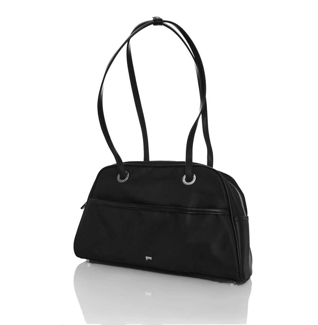 Medium Nylon Bowler Bag in Charcoal