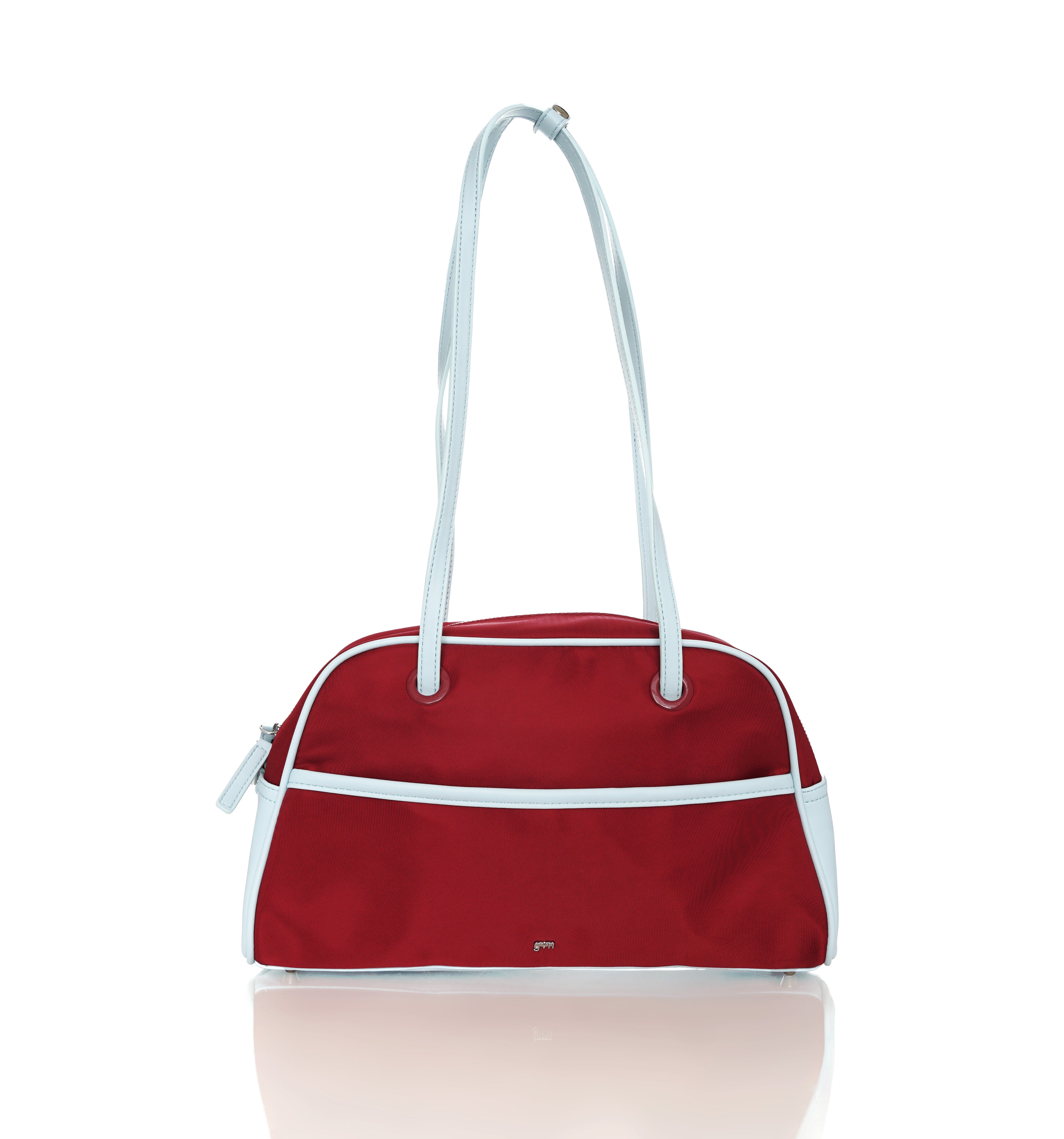 Medium Nylon Bowler Bag in Currant