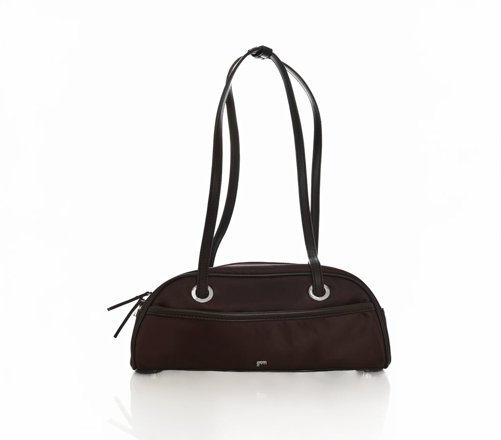 Small Nylon Bowler Bag in Espresso