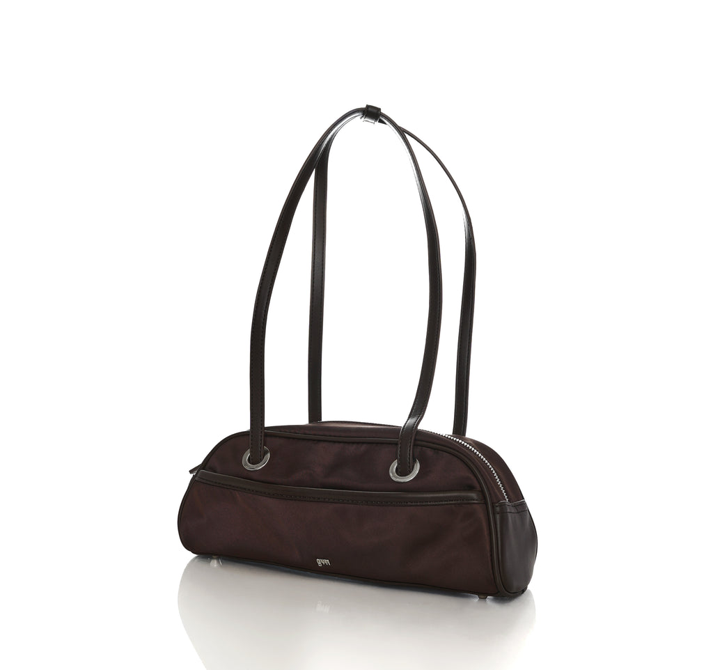 Small Nylon Bowler Bag in Espresso