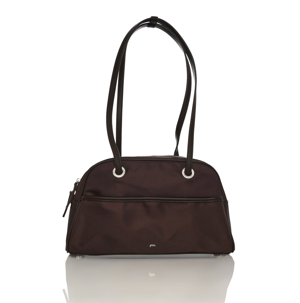 Medium Nylon Bowler Bag in Espresso