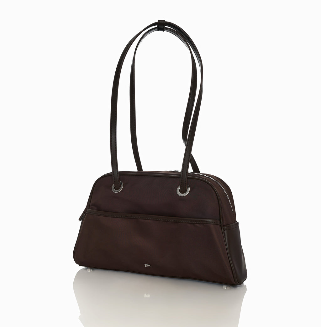 Medium Nylon Bowler Bag in Espresso