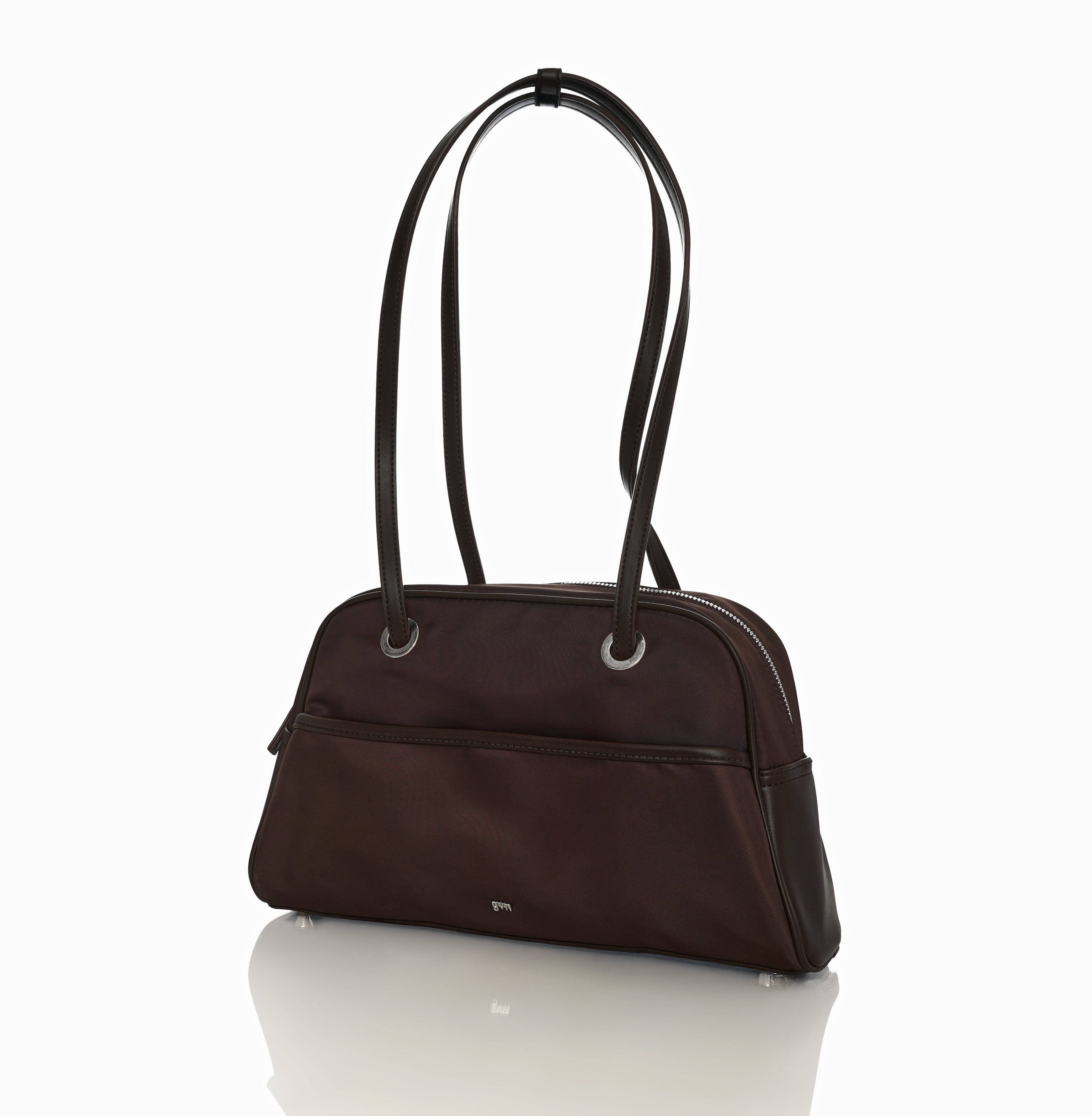Medium Nylon Bowler Bag in Espresso