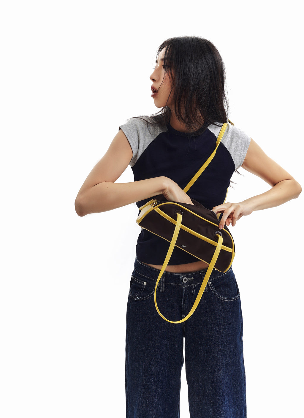 Small Nylon Bowler Bag in Honeycomb