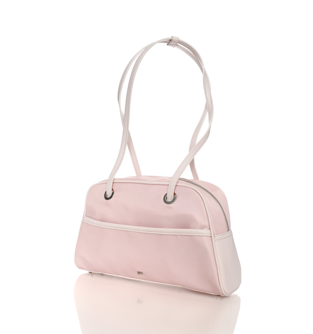 Medium Nylon Bowler Bag in Petal