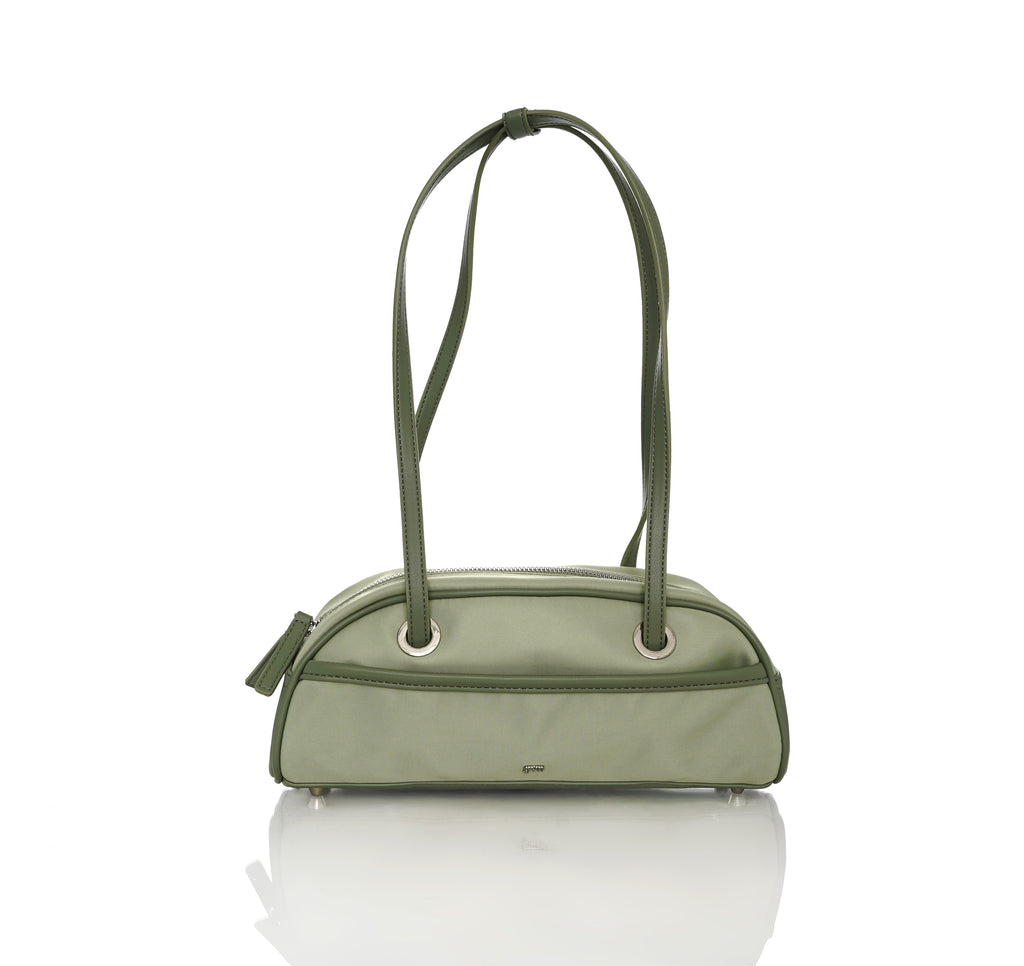 Small Nylon Bowler Bag in Pistachio