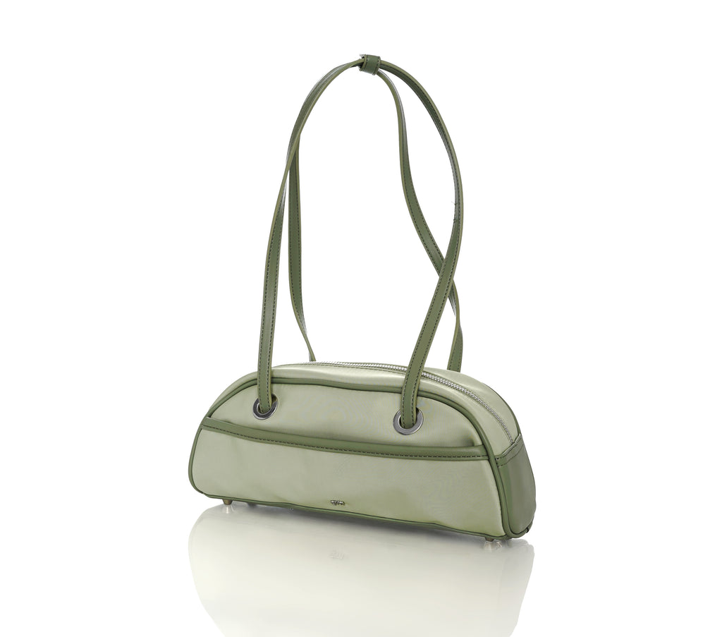 Small Nylon Bowler Bag in Pistachio