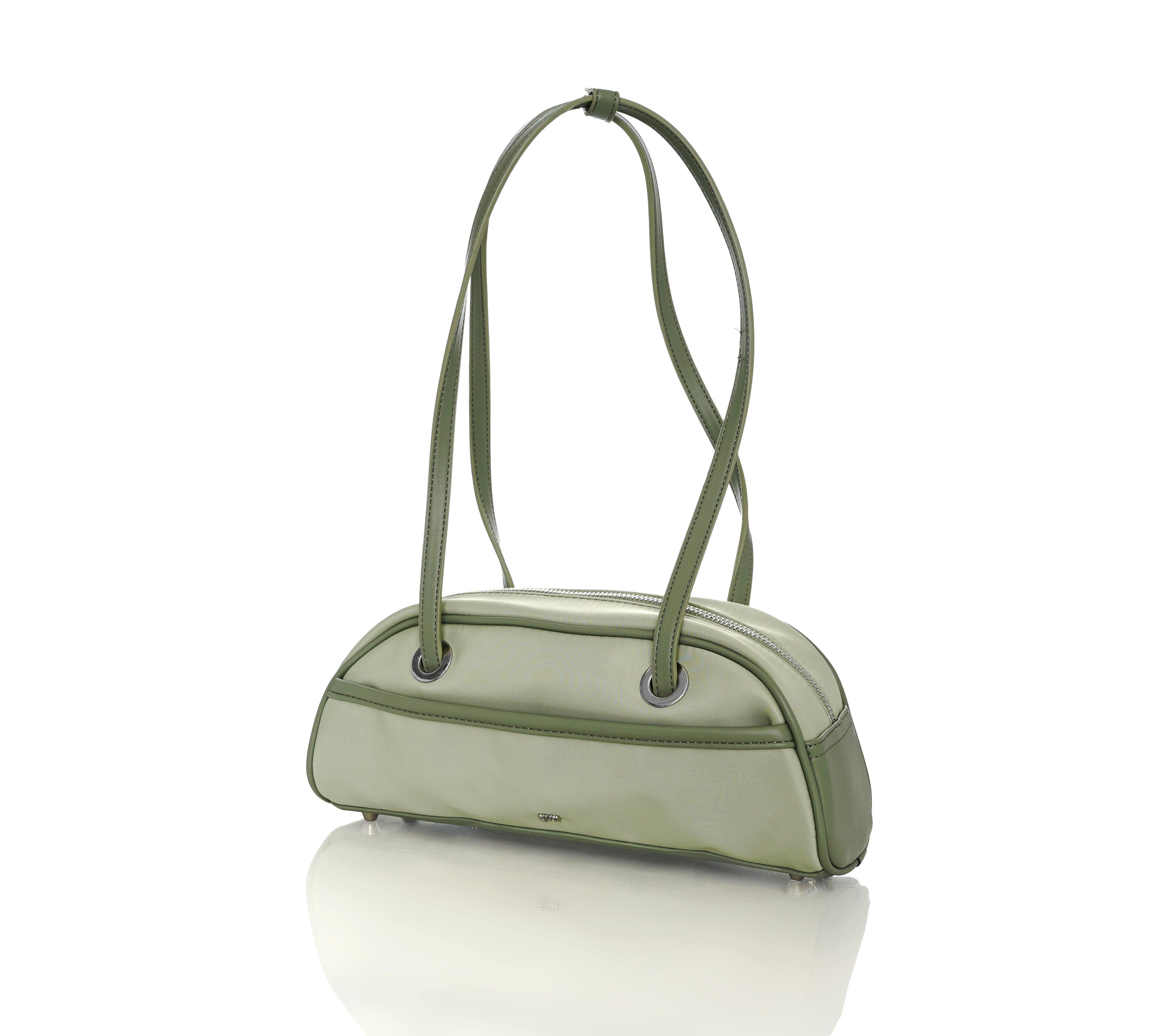 Small Nylon Bowler Bag in Pistachio