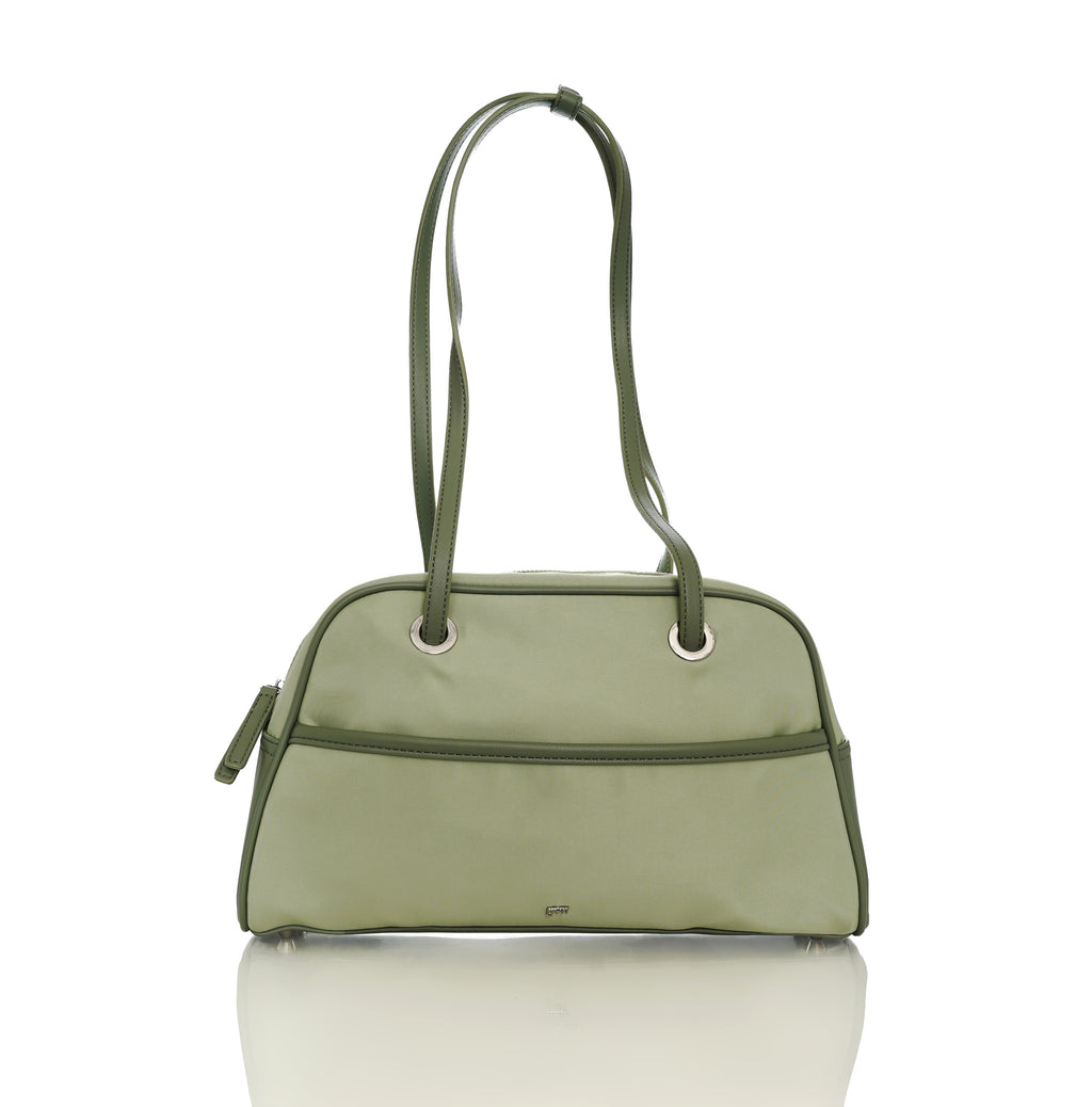 Medium Nylon Bowler Bag in Pistachio