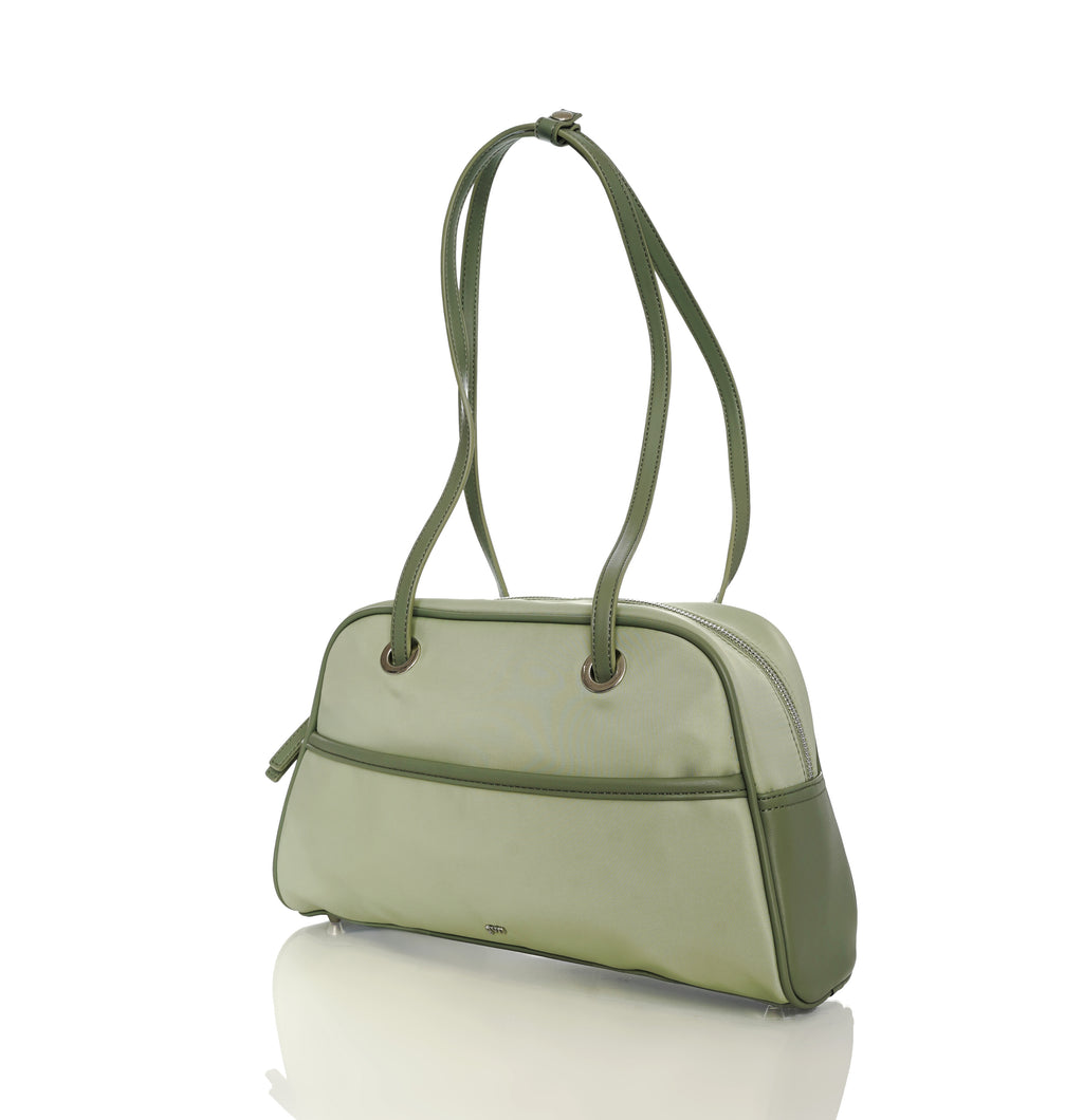 Medium Nylon Bowler Bag in Pistachio
