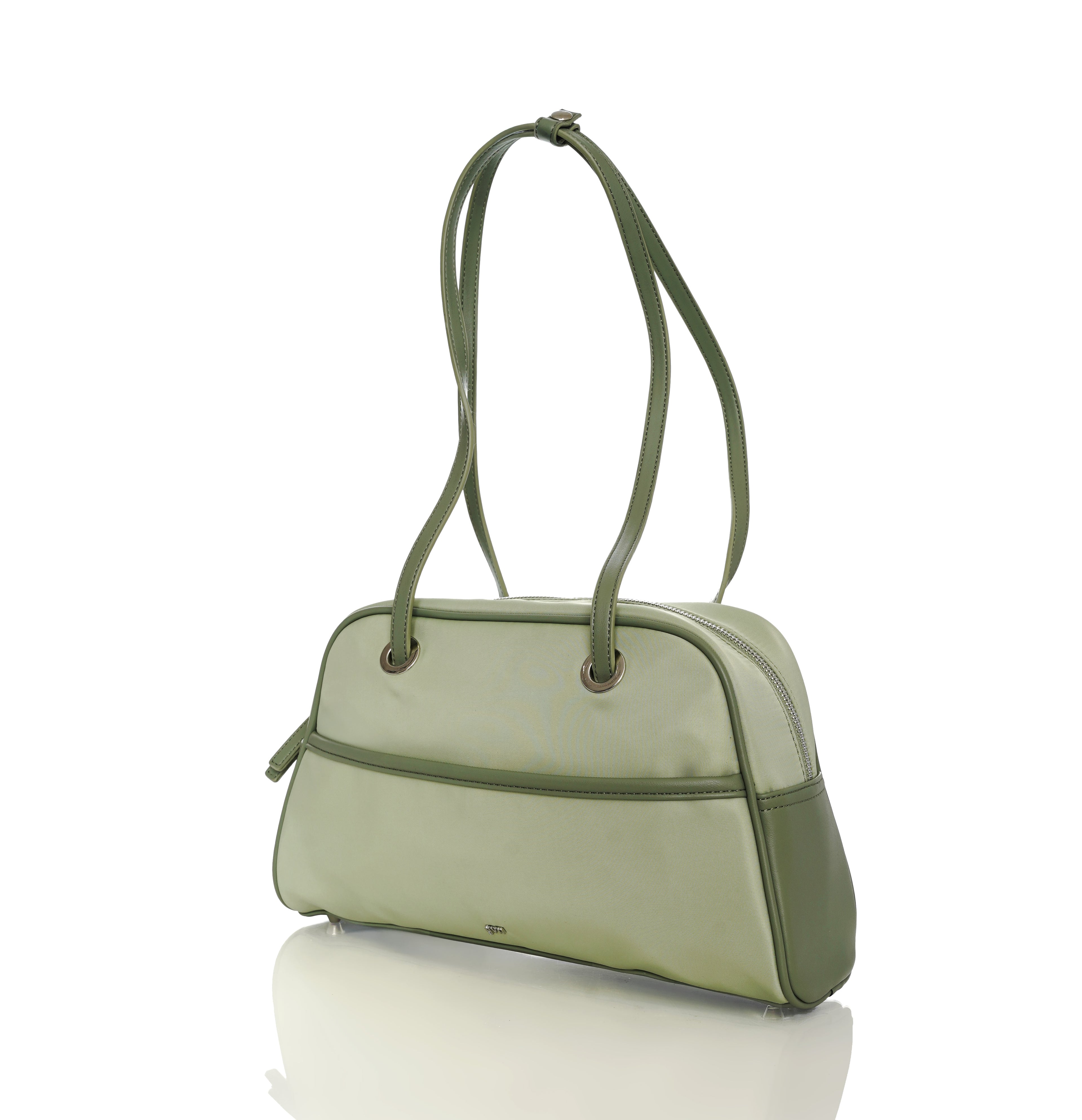 Medium Nylon Bowler Bag in Pistachio
