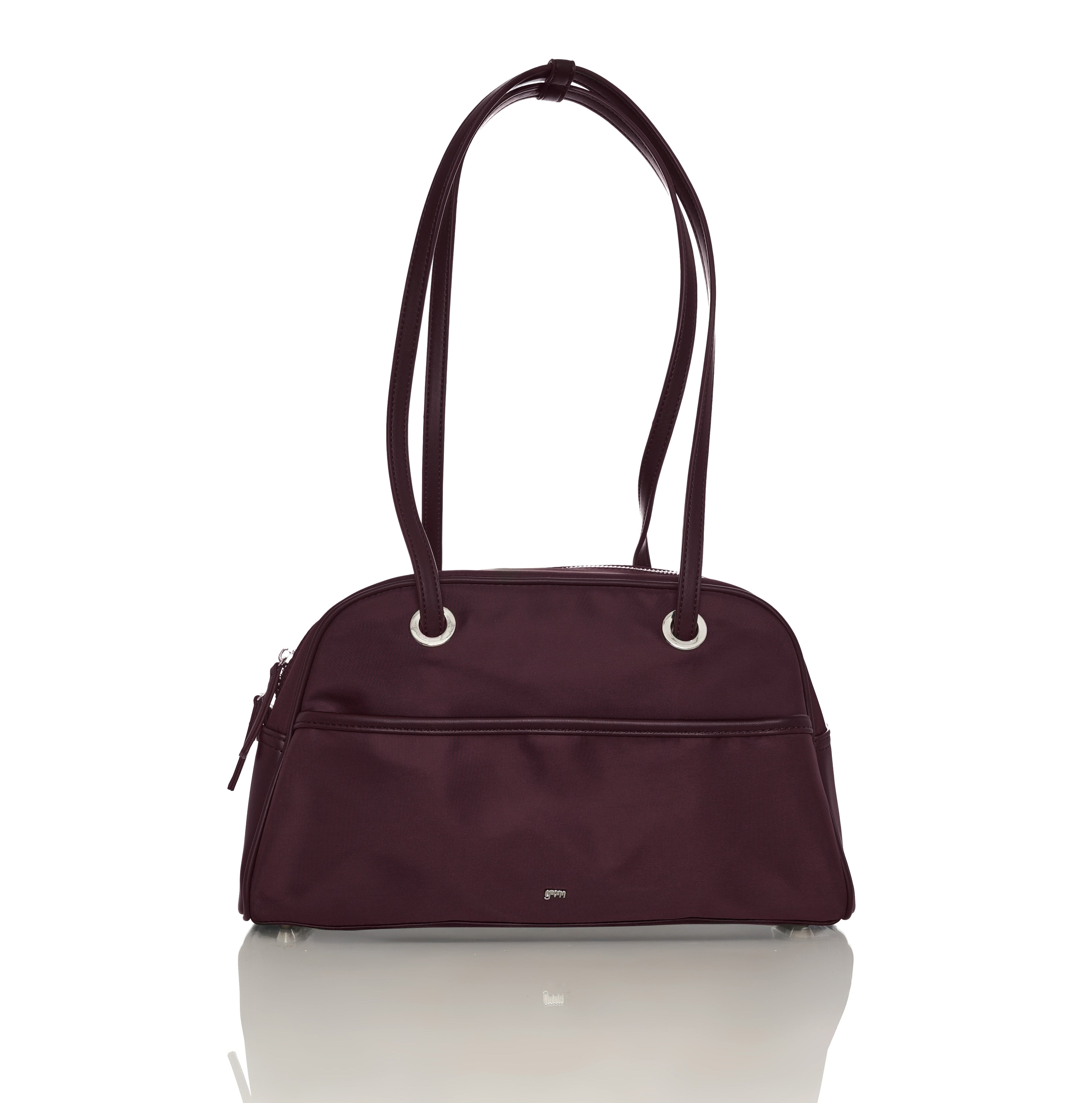 Medium Nylon Bowler Bag in Oxblood
