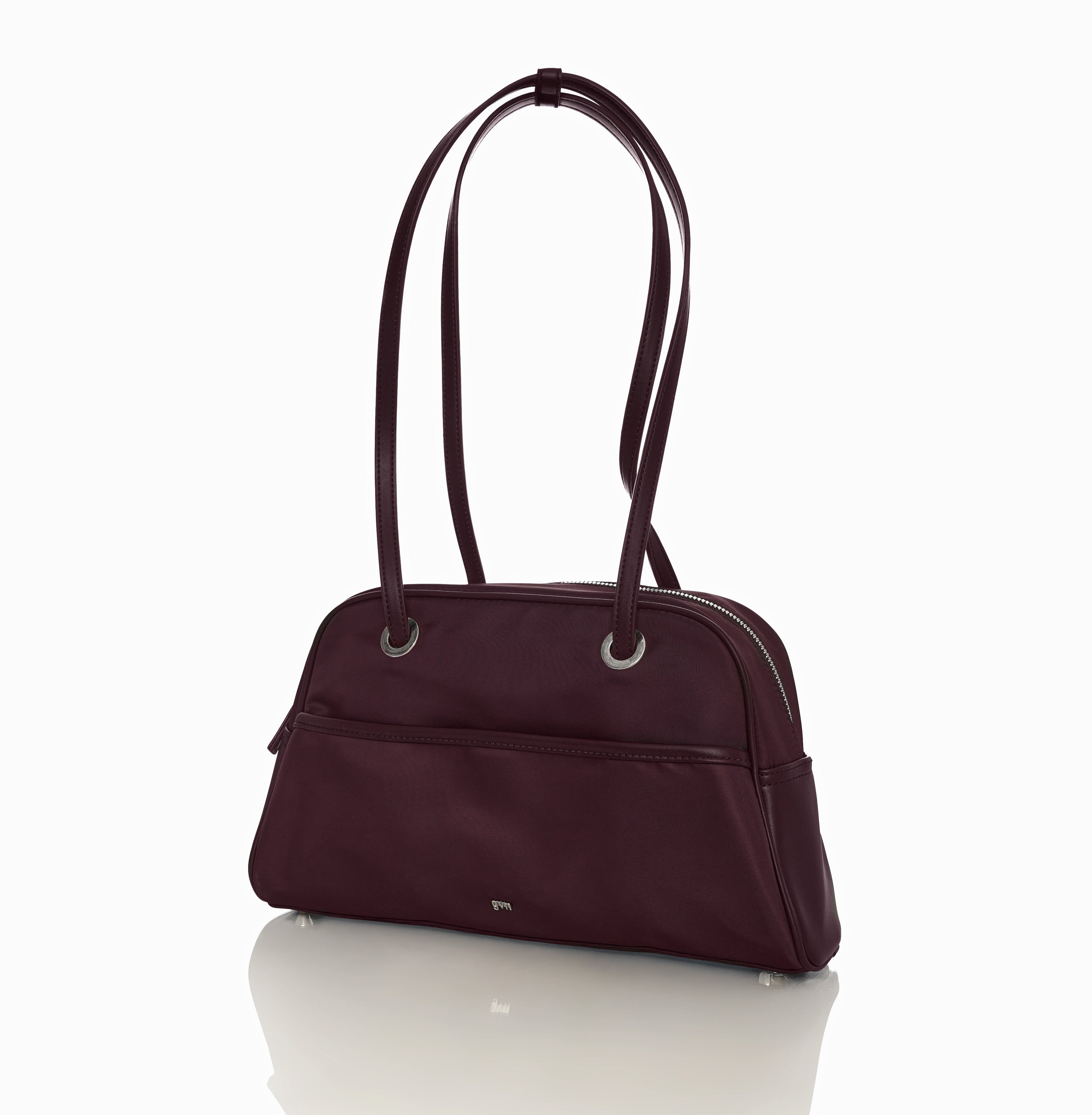 Medium Nylon Bowler Bag in Oxblood