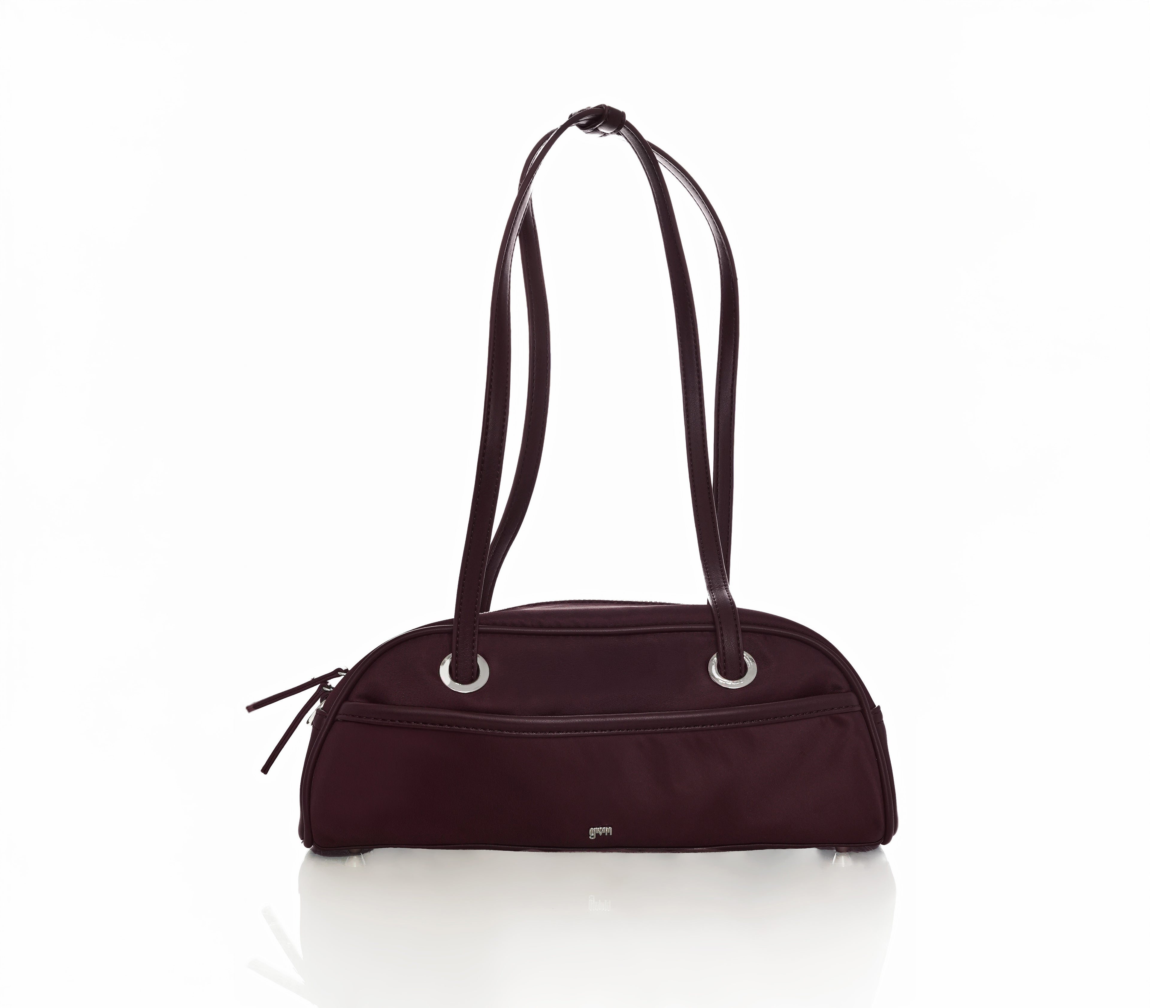 Small Nylon Bowler Bag in Oxblood