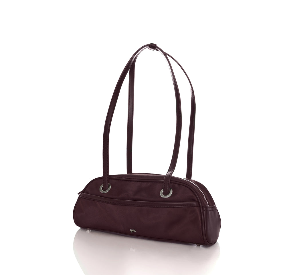 Small Nylon Bowler Bag in Oxblood