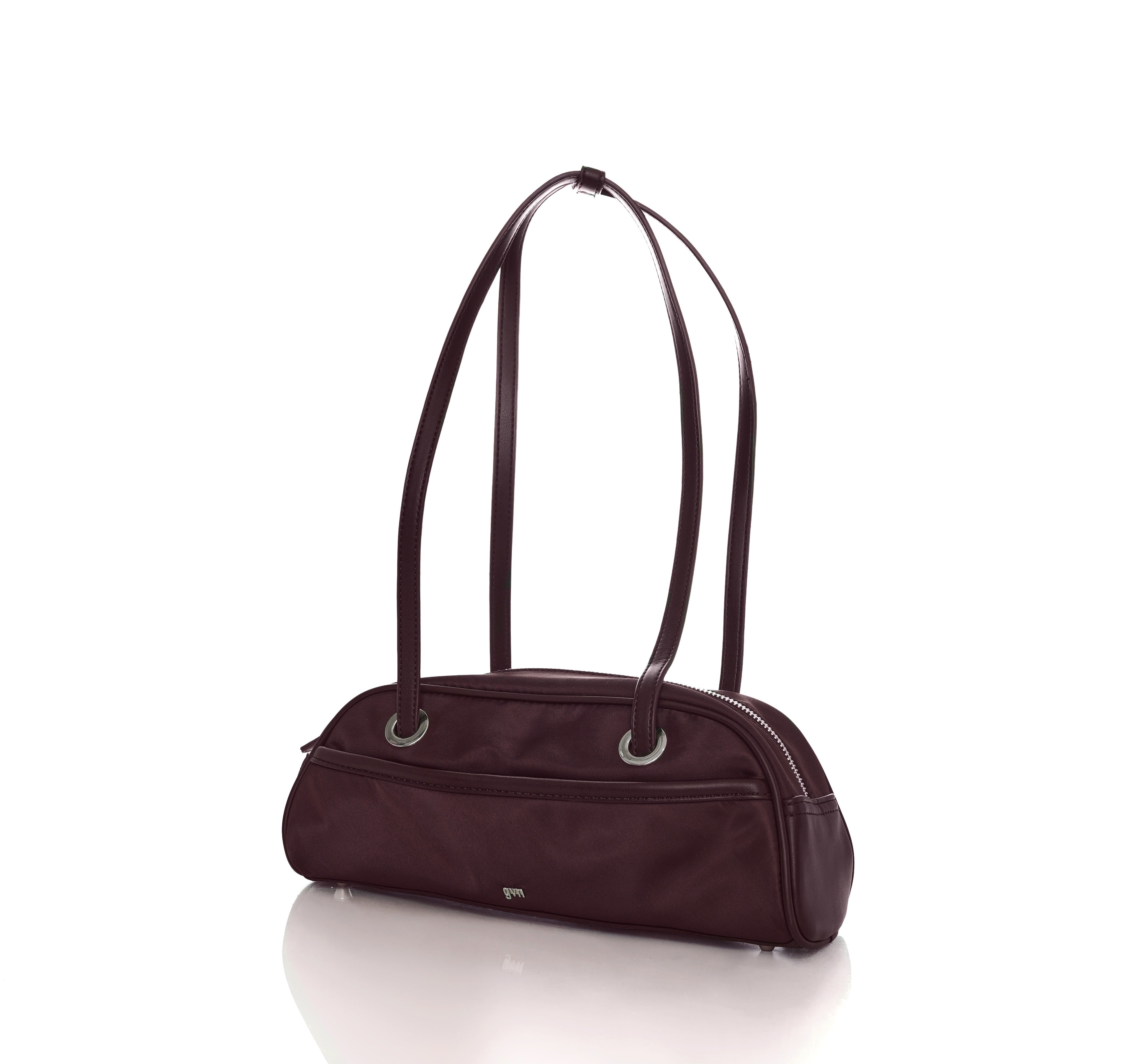 Small Nylon Bowler Bag in Oxblood