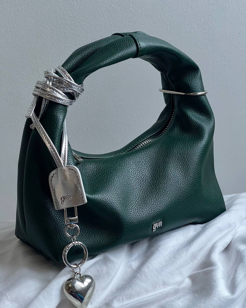 Mini Hobo Bag in Pine Green (Light Pebbled)