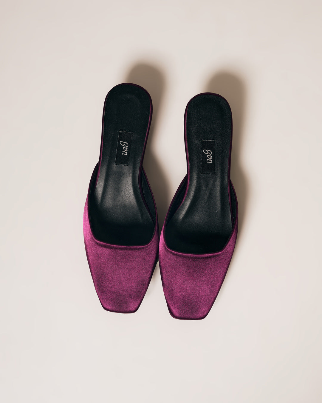 [ON HAND] Satin Mules in Plum