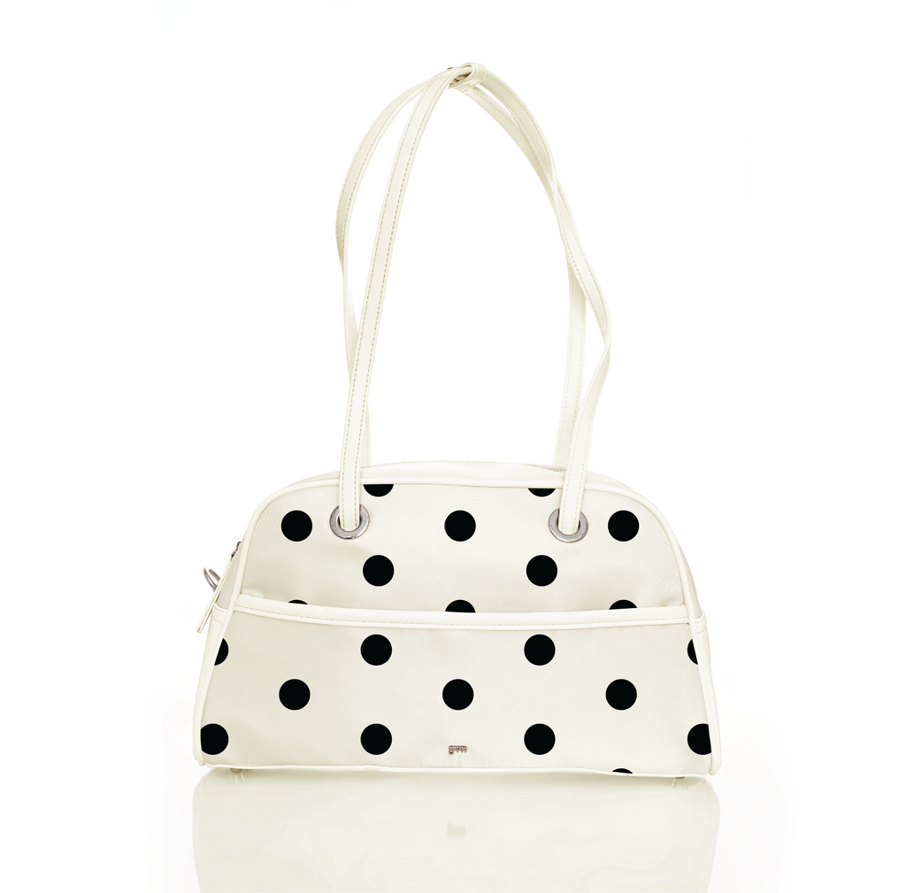 Medium Nylon Bowler Bag in Polka