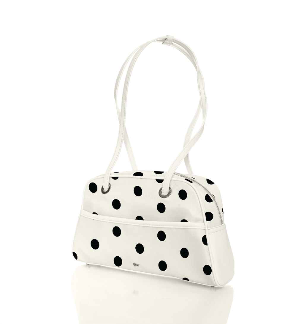 Medium Nylon Bowler Bag in Polka
