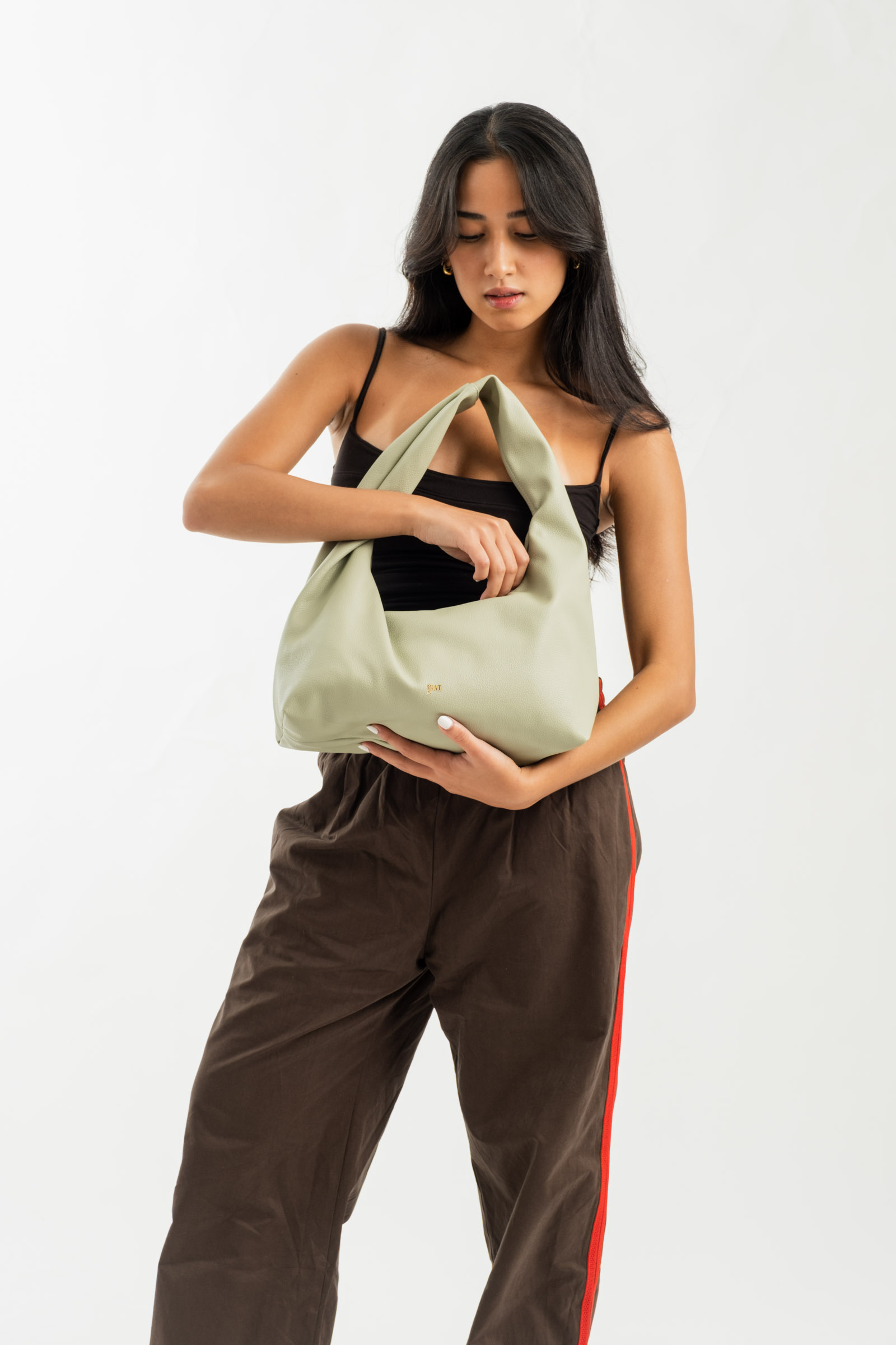 Medium Hobo Bag in Sage (Light Pebbled)