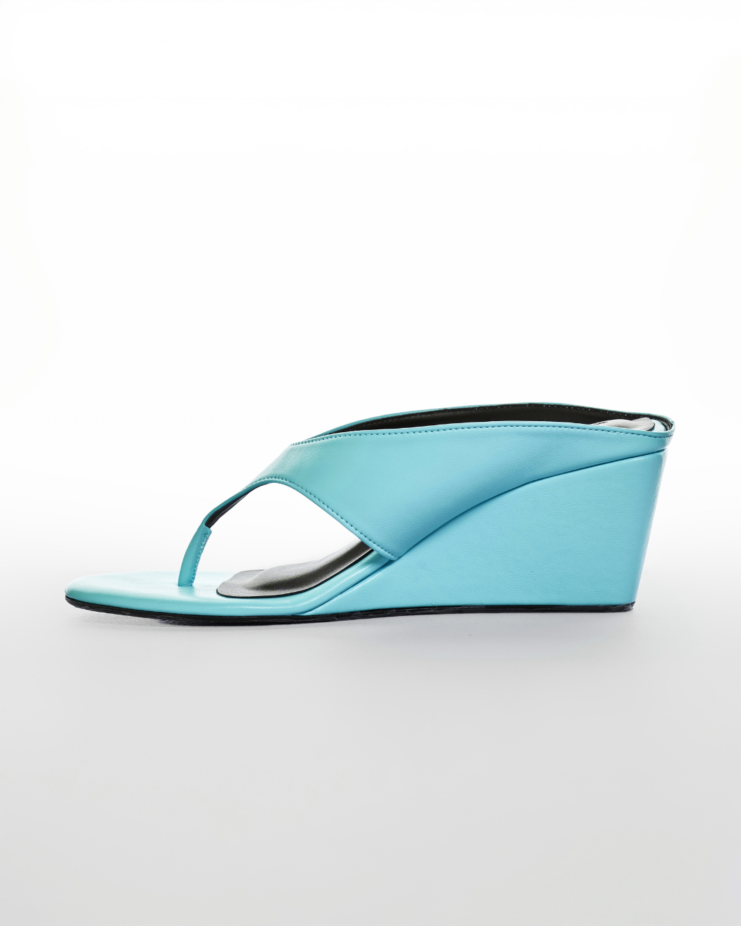 Slip Wedge in Leather Aqua (2.5")