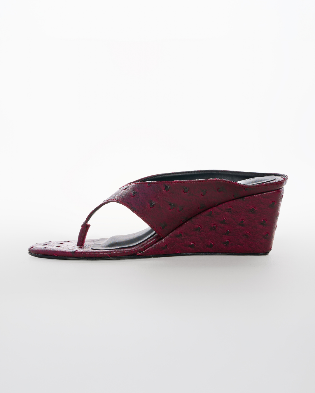 Slip Wedge in Leather Oxblood Ostrich (2.5")