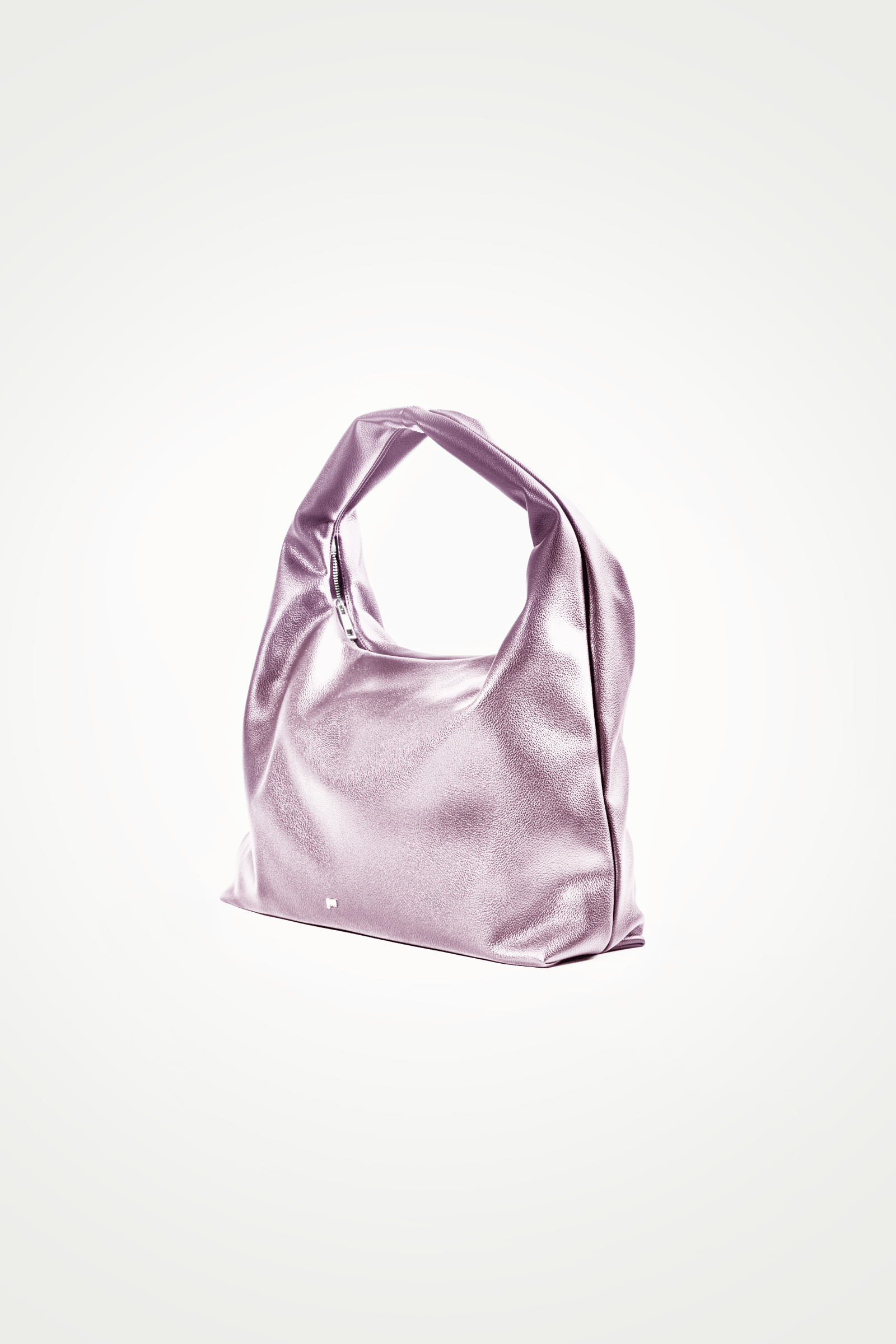 Large Hobo Bag in Metallic Pink (Heavy Pebbled)