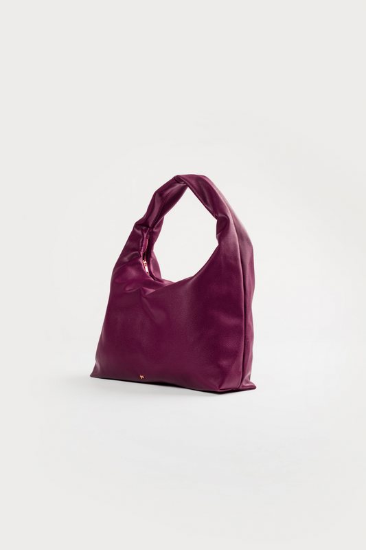 [ON HAND] Large Hobo Bag in Plum (Heavy Pebbled)