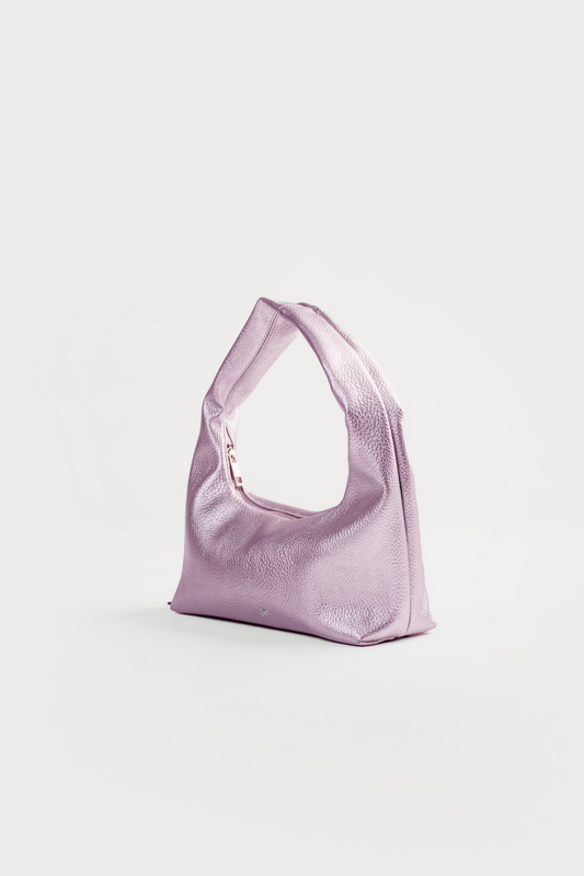 [ON HAND] Small Hobo Bag in Metallic Pink (Heavy Pebbled)