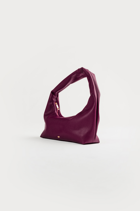 [ON HAND] Small Hobo Bag in Plum (Heavy Pebbled)