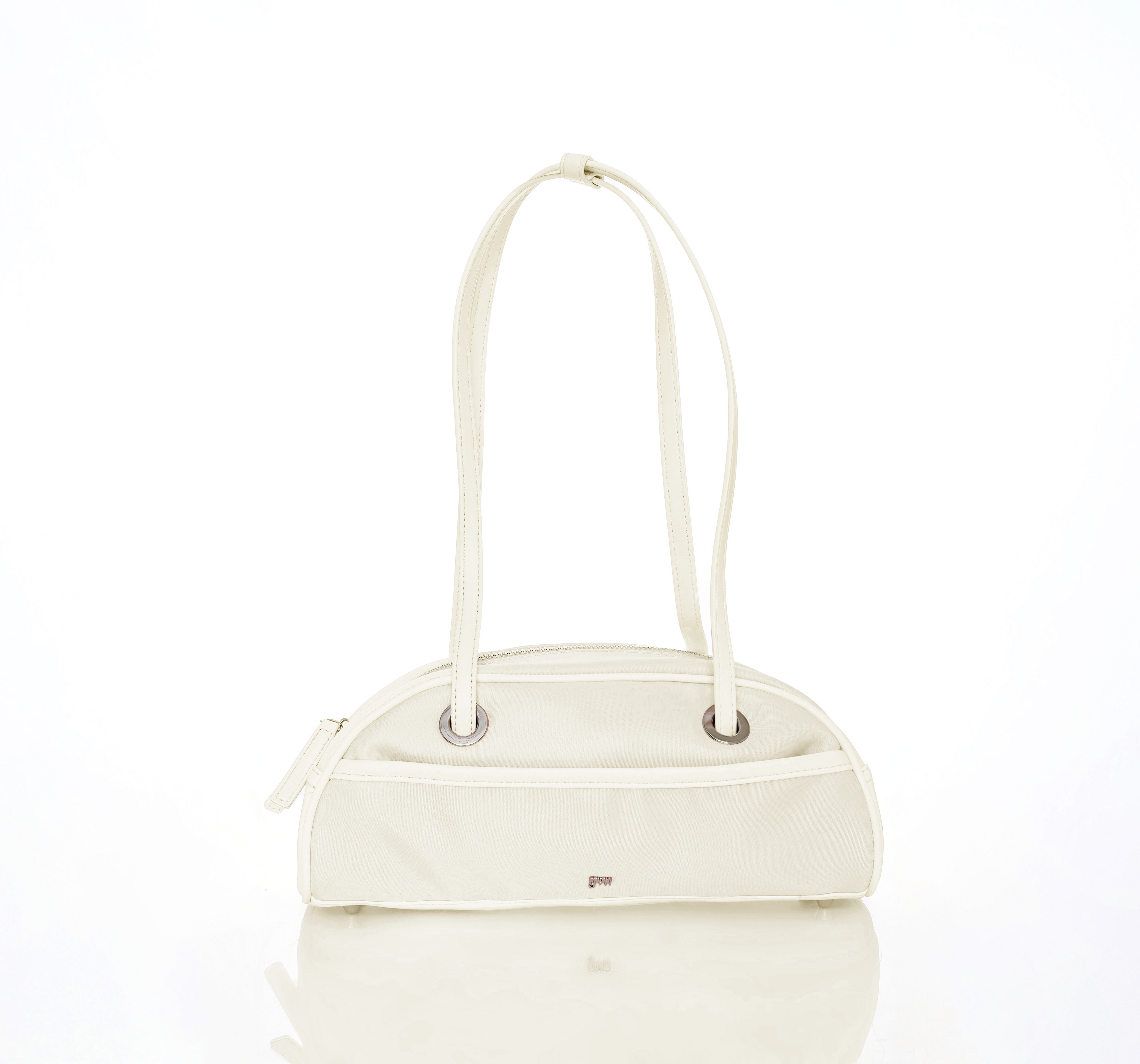 Small Nylon Bowler Bag in Chalk