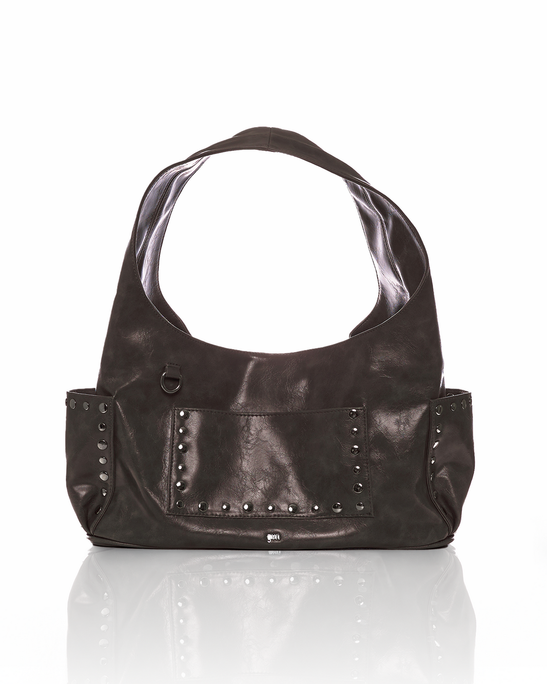 Satin Metal Studded Hobo Bag