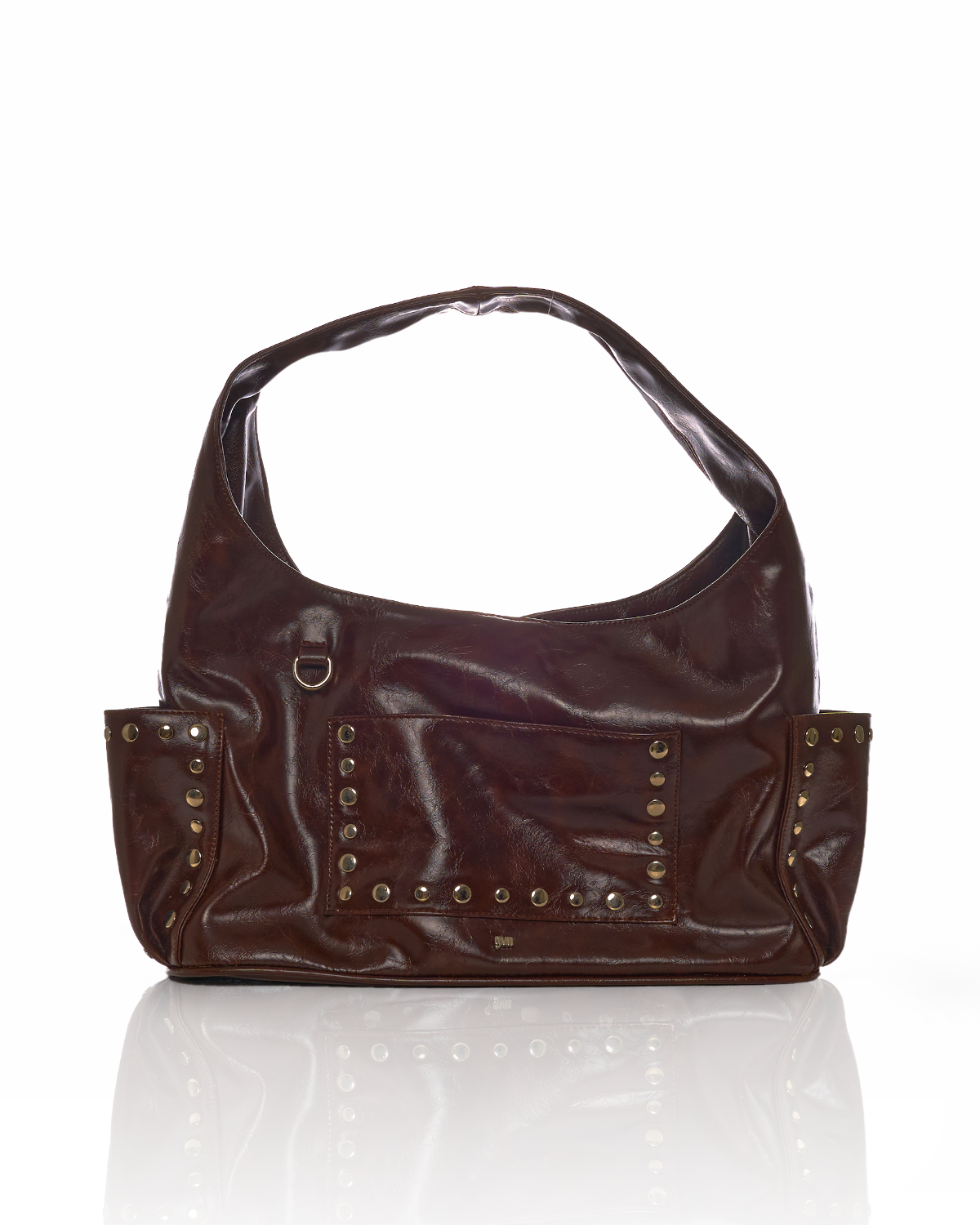 [PRE-ORDER] Medium Studded Hobo Bag in Washed Oil Walnut
