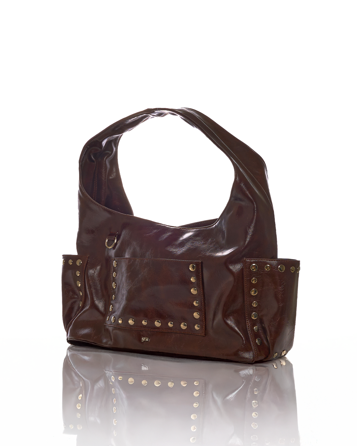 [PRE-ORDER] Medium Studded Hobo Bag in Washed Oil Walnut