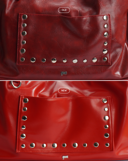 [ON HAND] Limited Edition: Medium Studded Hobo Bag in Washed Oil Chili